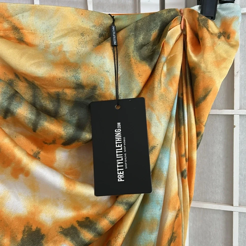 NWT Pretty Little Things Orange and Green Watercolor Sarong Skirt